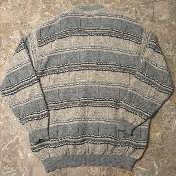 Alpaca 111 Cardigan Mens XL Brown 3D Knit 100% Alpaca Wool Sweater Cable - Picture 12 of 13